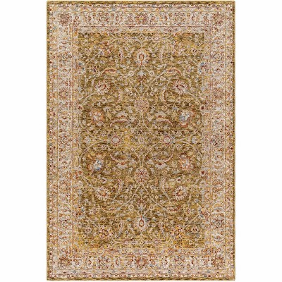 Hauteloom Dyan Green Textured Rug with Fringes