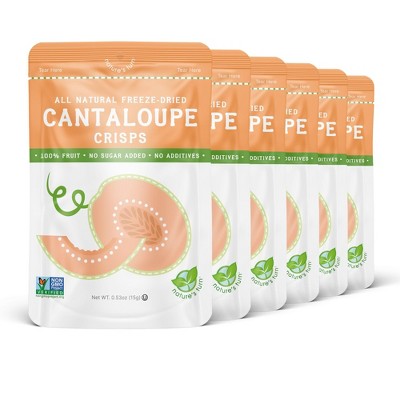 Nature's Turn Freeze-Dried Fruit Snacks - Cantaloupe Crisps -  No Sugar Added, Non GMO, Gluten Free, Nothing Artificial - 15g (.53oz) - 6-PACK