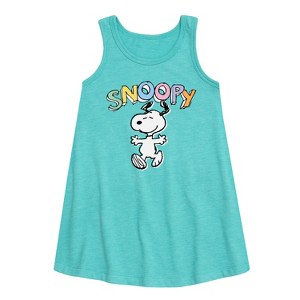 Girls' - Peanuts - Snoopy Sketchy Graphic Sleeveless Aline Dress - 1 of 4