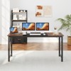Tangkula 2 PCS 63" Computer Desk Modern Industrial Office Desk w/ Metal Frame & Large Executive Desk - 3 of 4