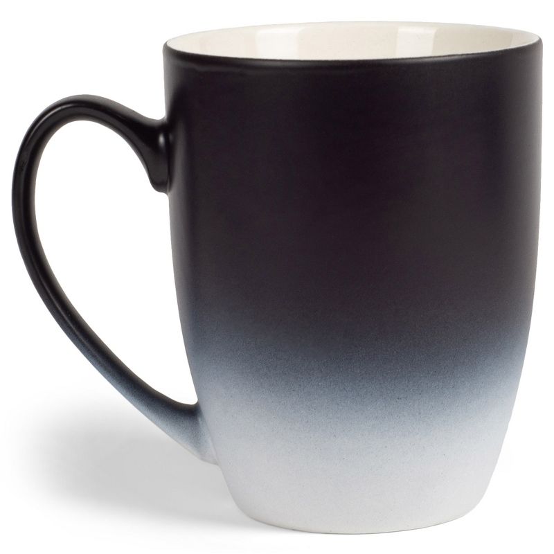 Elanze Designs Black White Two Toned Ombre Matte 12 ounce Ceramic Stoneware Coffee Cup Mugs Set of 4, 2 of 6