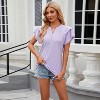 Women's V-Neck Short Sleeve T-Shirt | Relaxed Fit Top with Double Layer Sleeves - 3 of 4