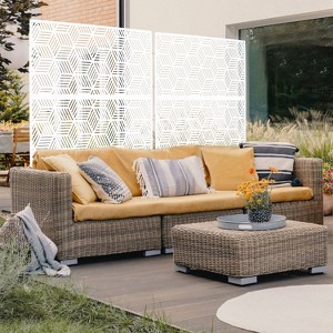 CAVINAS Patio Decorative Screen Metal Fence Privacy Screen with Striped Rhombus Pattern for Outside and Garden, 76" H×48" W - 1 of 4