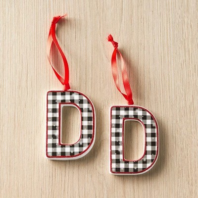 The Lakeside Collection Sets of 2 Buffalo Plaid Monogram Ornaments - D 2 Pieces