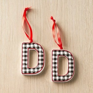 The Lakeside Collection Sets of 2 Buffalo Plaid Monogram Ornaments - D 2 Pieces - 1 of 4