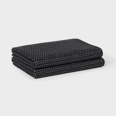 2pc Quick Dry Dotted Striped Waffle Oversize Bath Towel Black - Room Essentials™