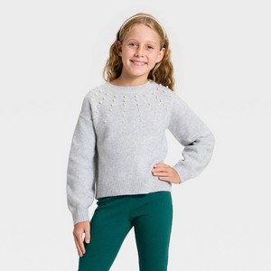 Girls' Embellished Pullover Sweater - Cat & Jack™ - 1 of 4