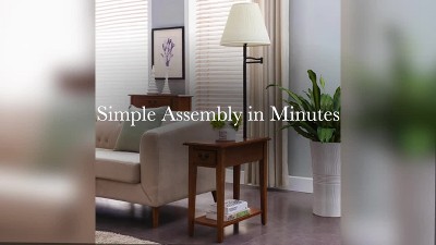 Medium Oak Rectangular Lamp Table with Storage Drawer