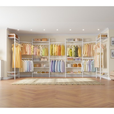 White Industrial Pipe Wall Mounted Closet System with Shelves