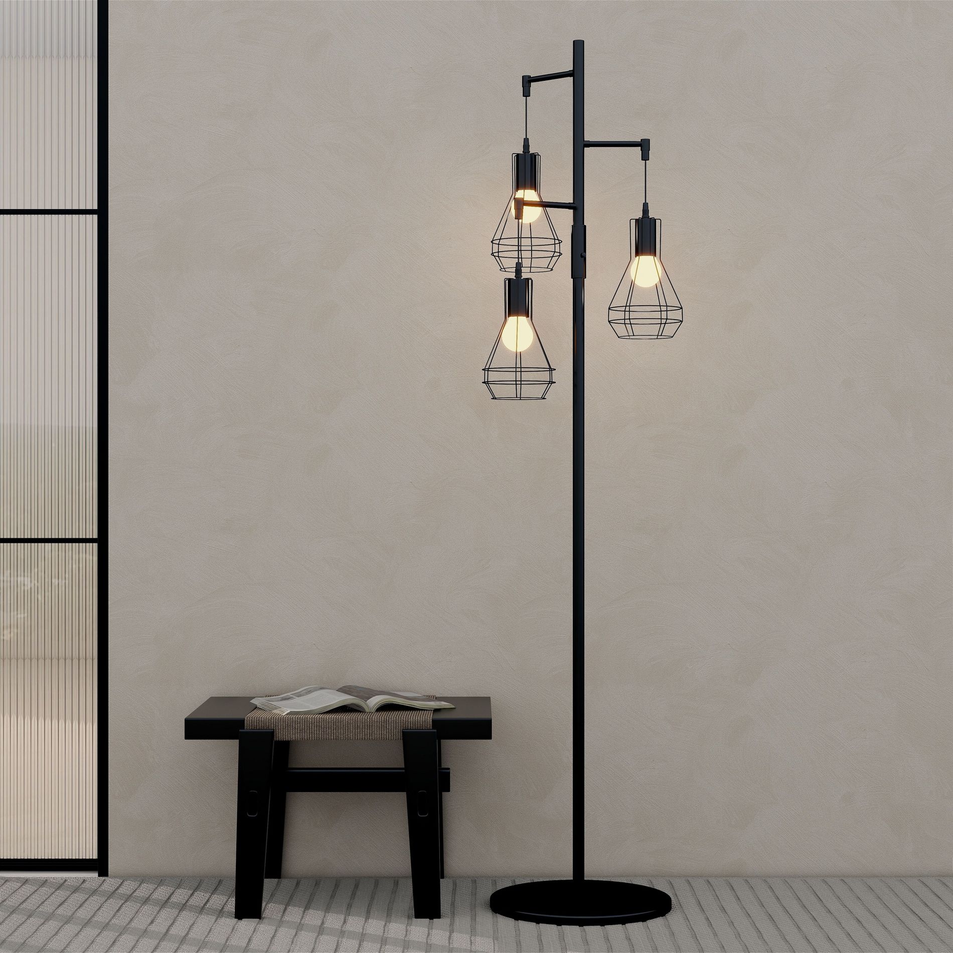 PIA RICCO 65’’ Floor Lamp with Adjustable Reading Light, Standing Lamp for Bedroom Living Room