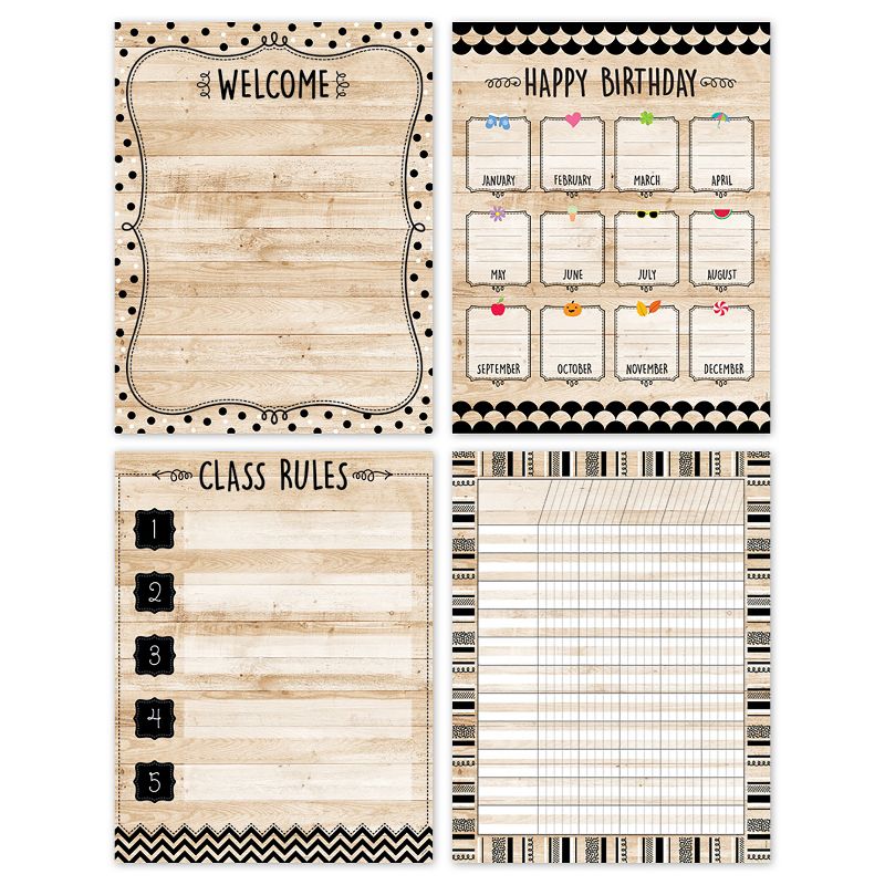 Creative Teaching Press® Core Decor Black, White, and Wood Classroom Essentials 4-Chart Pack, 1 of 6