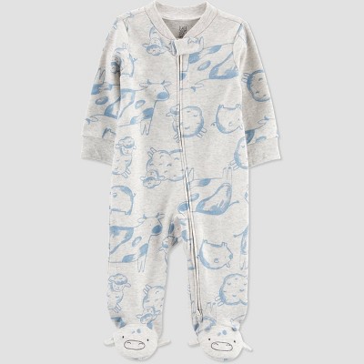 Carter's Just One You® Baby Boys' Farm Animal Footed Pajama - Gray Newborn