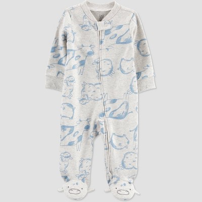Image of Carter's Just One You® Baby Boys' Farm Animal Footed Pajama - Gray Newborn
