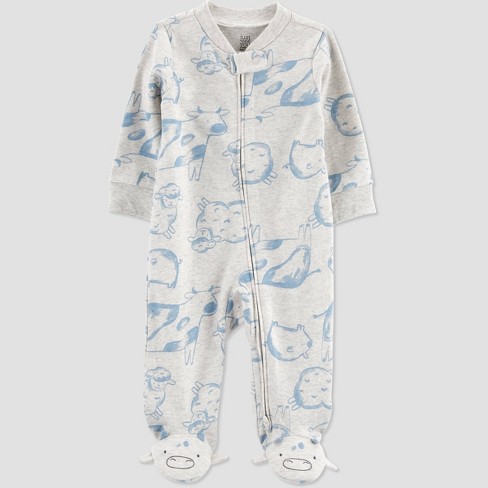 Carter's Just One You® Baby Boys' Farm Animal Footed Pajama - Gray - image 1 of 4
