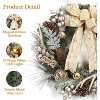 COZONY 24" Prelit Christmas Wreath with Gold Ornaments Pine Cones Antlers & 20 LED Lights Battery Operated for Front Door Holiday Decor - 3 of 4