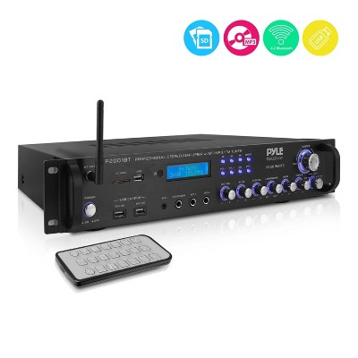 Pyle P2001BT 2,000 Watt Multi Channel Bluetooth Home Theater Hybrid Amplifier Receiver Pre-Amplifier with MP3/USB/SD/AUX Readers and FM Radio, Black