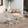 VYNXARIA 3 Piece Patio Bistro Set of Foldable Round Table and Chairs, White - 2 of 4