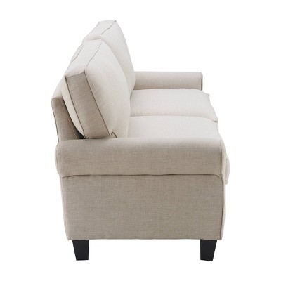 Copenhagen Light Gray 78" Microfiber Sofa with Rounded Arms and Removable Cushions