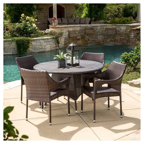 Armstrong 5pc Wicker Patio Dining Set Multibrown Christopher