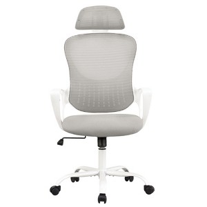 FONTOI Task and Office Chairs, Office Chair with Flip-up Armrests and Headrest, Swivel Task Chair for Home Office, Gray, 24.8"*53"*26.7" - 1 of 4