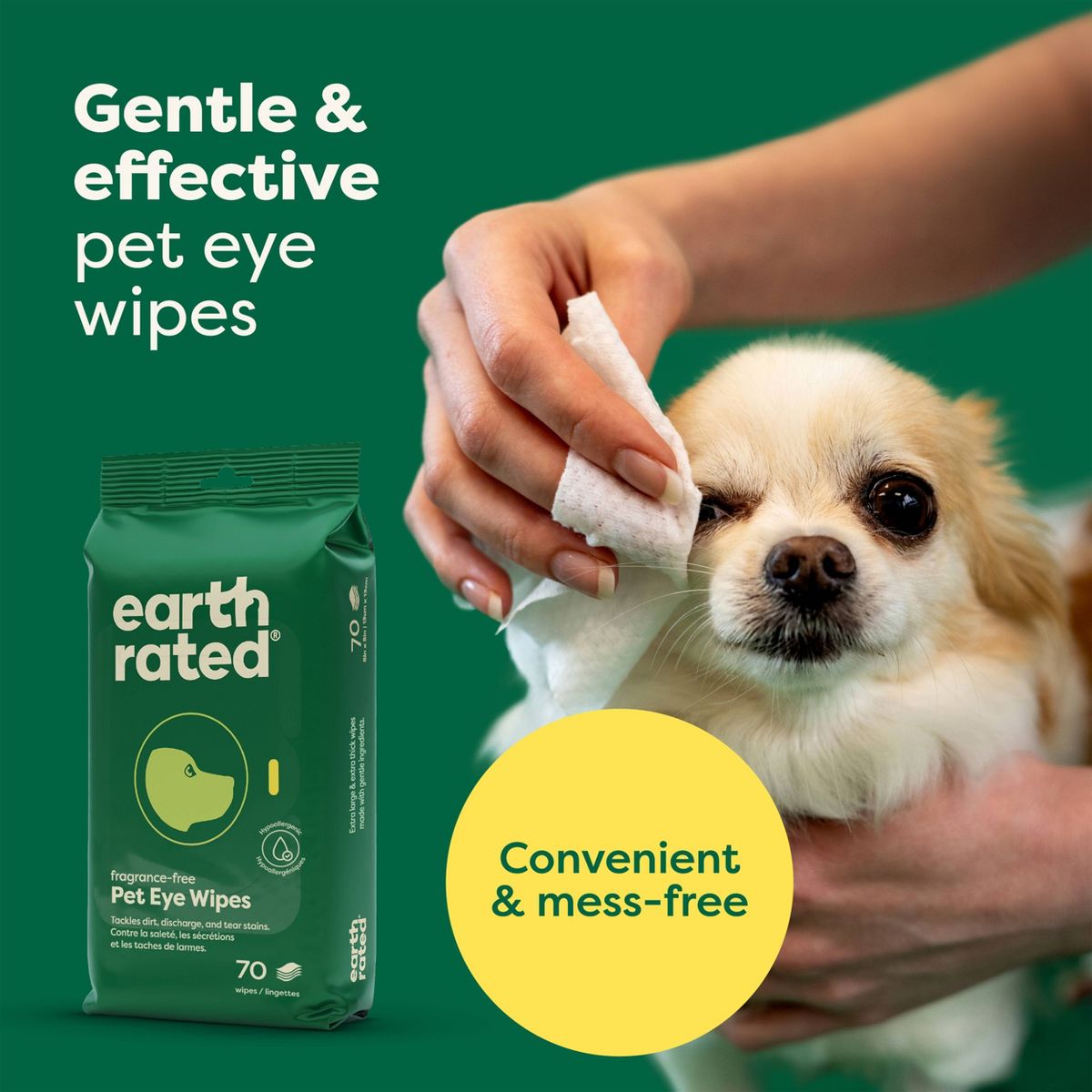Earth Rated 60ct Unscented Eye Dog and Cat Wipes - thumbnail 3