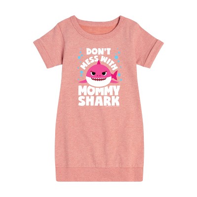 - Baby Shark - Don't Mess With Mama Shark Graphic Short Sleeve Fleece Dress