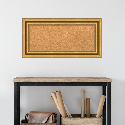 Parlor Gold Framed Natural Cork Bulletin Board 36x18