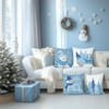 Blue Snowman Christmas Throw Pillow Covers 18x18 Inch Winter Xmas Trees Truck Snowflakes - 3 of 4