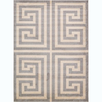 Gray Geometric Synthetic Easy Care Rectangular Rug 10' x 13'