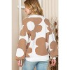 I AM A FASHION JUNKY Khaki 60s Floral Pattern Ribbed Trim Pullover Sweater - 2 of 4