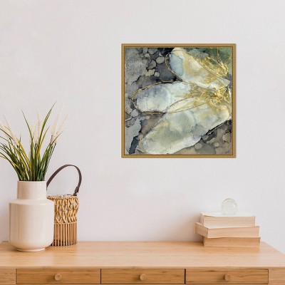 Abstract Gold and Gray Lily Canvas Print with Wooden Frame