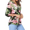 Nlife Women's Casual V Neck Floral Print 3/4 Length Sleeve Blouses Tropical Hawaiian Shirt Tops - 3 of 4