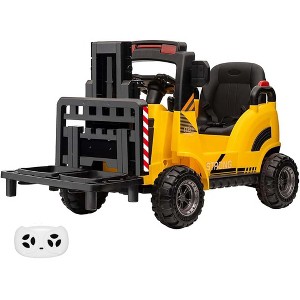 Remote-Control 12V Forklift Ride-On Truck w/ Lifting Fork & Pallet - Electric Construction Car for Toddlers/Kids - 1 of 4