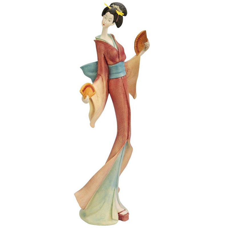 Design Toscano Japanese Inspired Maiko Geisha Fan Dancer Statues, Oyuki - Multicolored, 1 of 2
