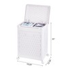 VECELO Laundry Hamper with Wheels & Lid, Plastic Laundry Basket with Handle, Rolling Laundry Bin for Laundry Room or Bathroom, White - 3 of 4