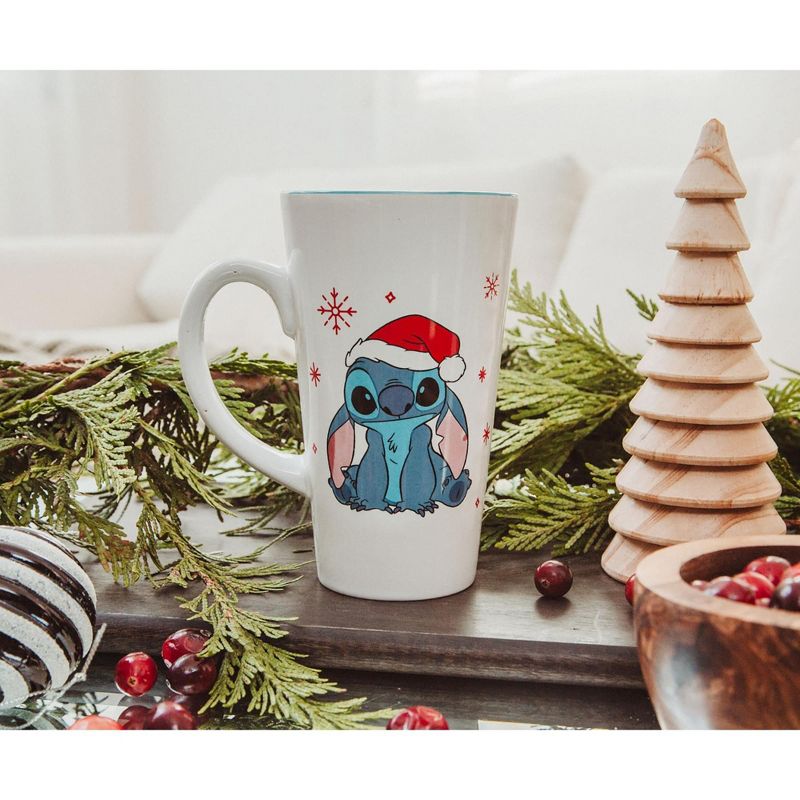 Silver Buffalo Disney Lilo & Stitch Santa Hat Ceramic Latte Mug | Holds 16 Ounces, 2 of 7