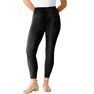 Roaman's Plus Size Ankle Length Essential Stretch Legging - 1 of 4