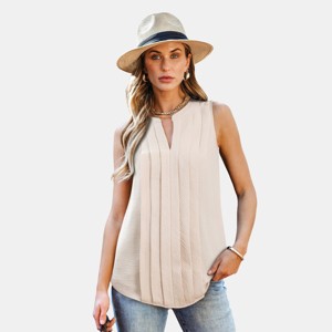 Women's Chic Ribbed V-neckline Sleeveless Tunic Top -  Cupshe - 1 of 4