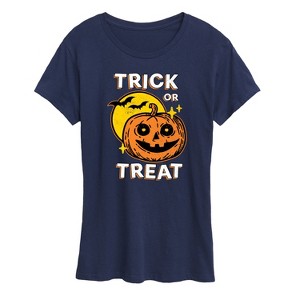 Women's - Instant Message - Vintage Trick Or Treat Pumpkin Short Sleeve Graphic T-Shirt - 1 of 4