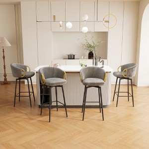 TiramisuBest Set of 2 30" Modern Swivel Velvet Dining Chairs, Comfortable High Bar Stools with 360° Rotation for Bars & Restaurants (Beige Grey) - 1 of 4