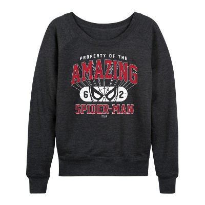 Women's Marvel Property Of Spider Man Lightweight French Terry Slouchy - Heather Charcoal - 2X