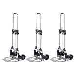 Magna Cart Personal 160lb Capacity MCI Folding Steel Luggage Hand Truck Cart w/ Telescoping Handle, Silver/Black (3 Pack)