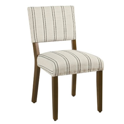 Classic Farmhouse Linen Upholstered Side Chair in Black Wood
