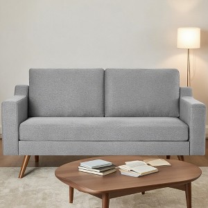 Dyonery 65.4" Comfy Loveseat Couches for Living Room Mid Century Modern Small Couch with Spring Cushion,Solid Wood Frame,Tool-Free Assembly - 1 of 4