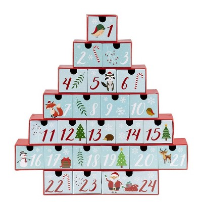Juvale Advent Calendar - Holiday Treasure Box Christmas Countdown, Christmas Tree Shaped Table Decoration