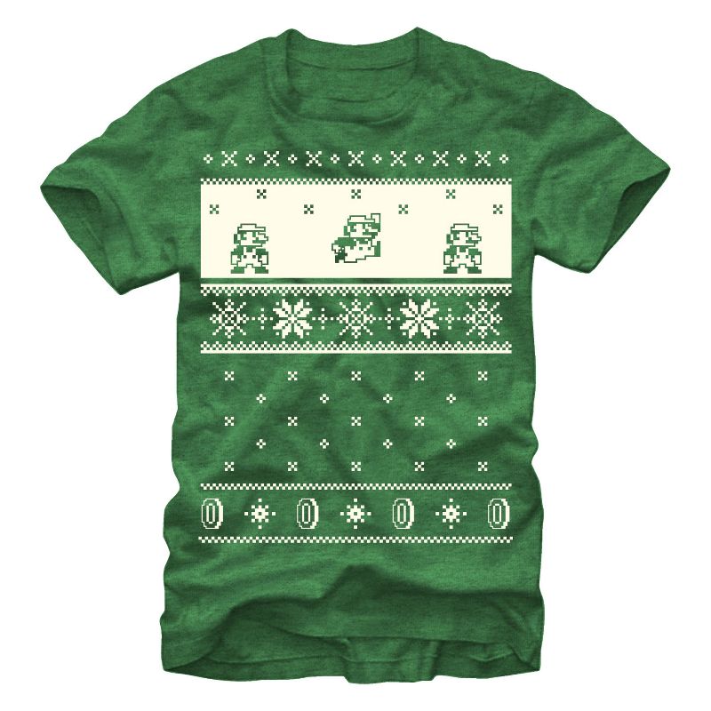Men's Nintendo Christmas Sweater Mario T-Shirt, 1 of 4