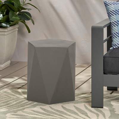 FURNIinspire Patio End Table, Decorative Unique Design Coffee Table for Drinks, Plants and Accessories, Gray, 16"*16"*16"