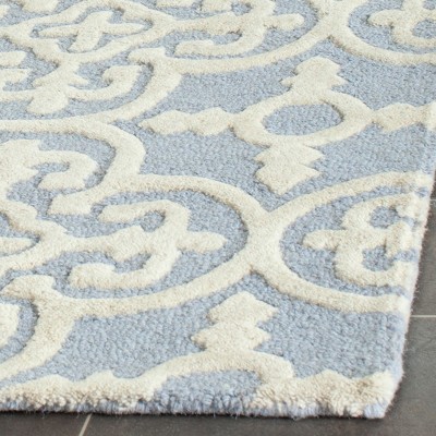 Handmade Light Blue/Ivory Tufted Wool Runner Rug 2'6" x 8'