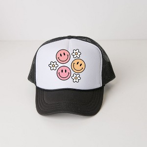 The Juniper Shop Groovy Flower Smiley Face Youth Foam Trucker Hat - 1 of 2