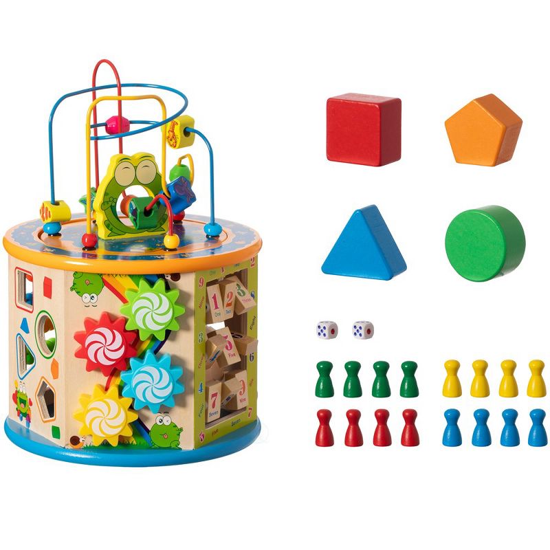 8 in 1 Colorful Attractive Wooden Kids Baby Activity Play Cube, Fun Toy Center For Playroom, Nursery, Preschool, and Doctors' Office, 1 of 18